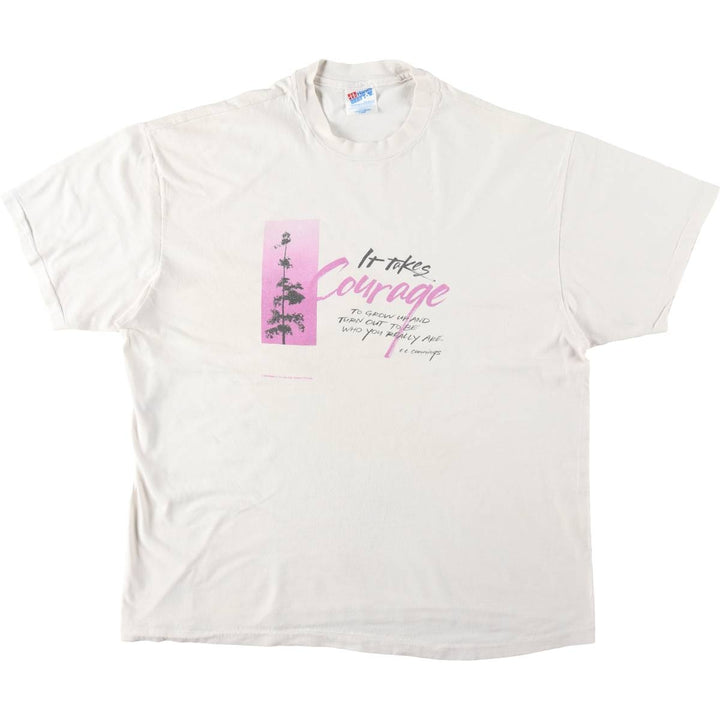 90'S Hanes BEEFY-T Printed T-shirt Made in USA Men's XL Vintage cotton white type Vintage Second Hand