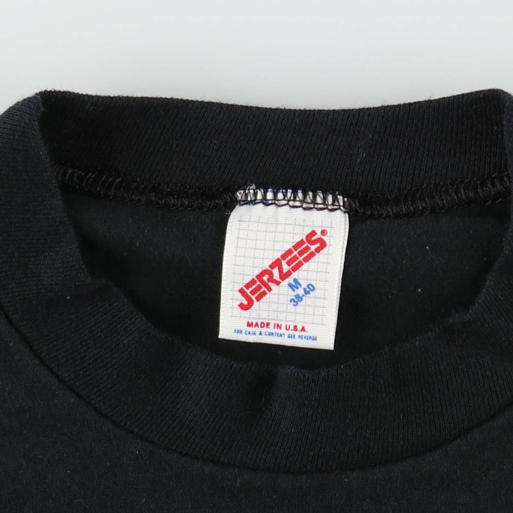 80s-90'S Jerzees Print T-Shirt, Made in USA, Men's Size M (approx.), Vintage cotton black type Vintage Second Hand