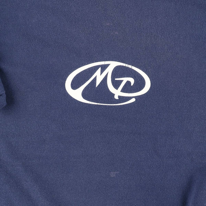 90'S Hanes BEEFY-T Printed T-shirt, Made in USA, Men's L size, Vintage cotton navy blue type Vintage Second Hand