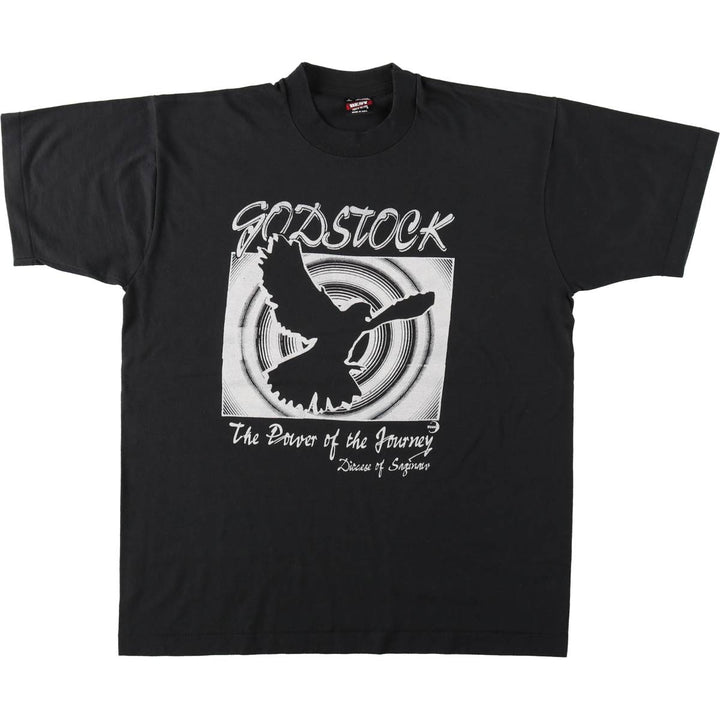 90'S Fruit of the Loom Best Printed T-shirt, Made in USA, Men's L size, Vintage cotton black type Vintage Second Hand