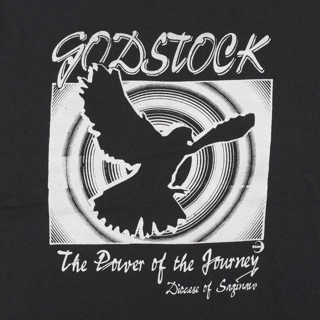 90'S Fruit of the Loom Best Printed T-shirt, Made in USA, Men's L size, Vintage cotton black type Vintage Second Hand