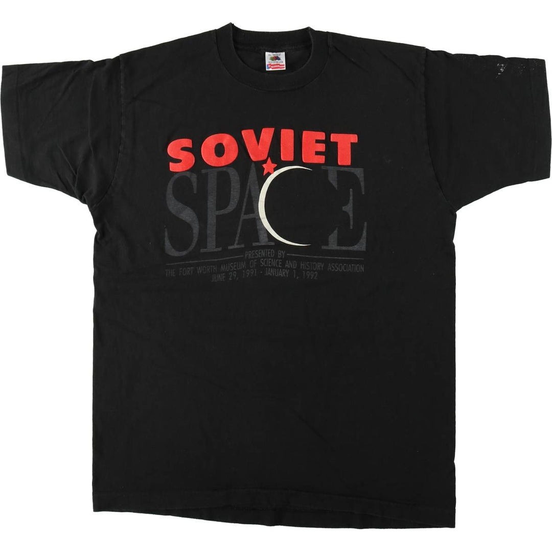 90'S Fruit of the Loom printed T-shirt, made in the USA, men's XL size, vintage cotton black type Vintage Second Hand