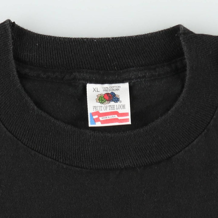 90'S Fruit of the Loom printed T-shirt, made in the USA, men's XL size, vintage cotton black type Vintage Second Hand