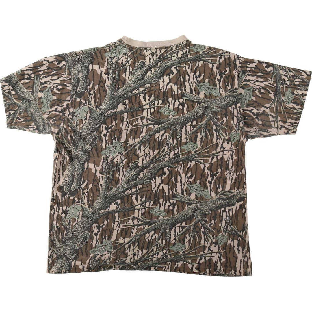 80s-90'S MOSSY OAK Real Tree Camo Pocket T-Shirt, Made in USA, Men's XL equivalent, Vintage cotton Khaki type Vintage Second Hand