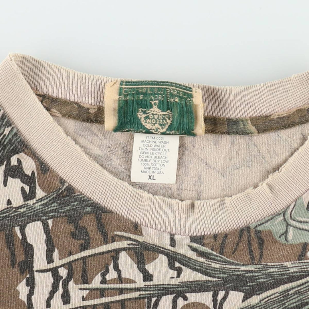 80s-90'S MOSSY OAK Real Tree Camo Pocket T-Shirt, Made in USA, Men's XL equivalent, Vintage cotton Khaki type Vintage Second Hand
