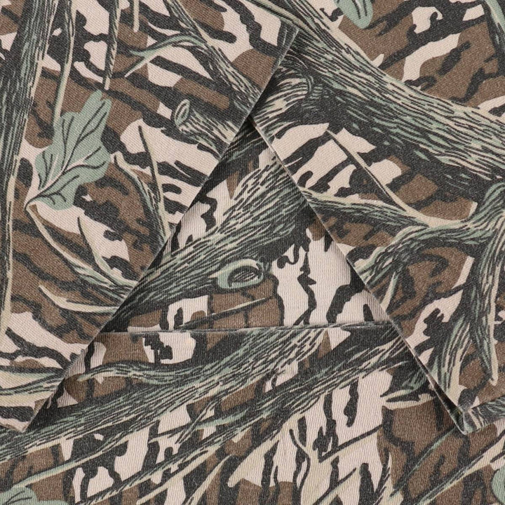 80s-90'S MOSSY OAK Real Tree Camo Pocket T-Shirt, Made in USA, Men's XL equivalent, Vintage cotton Khaki type Vintage Second Hand