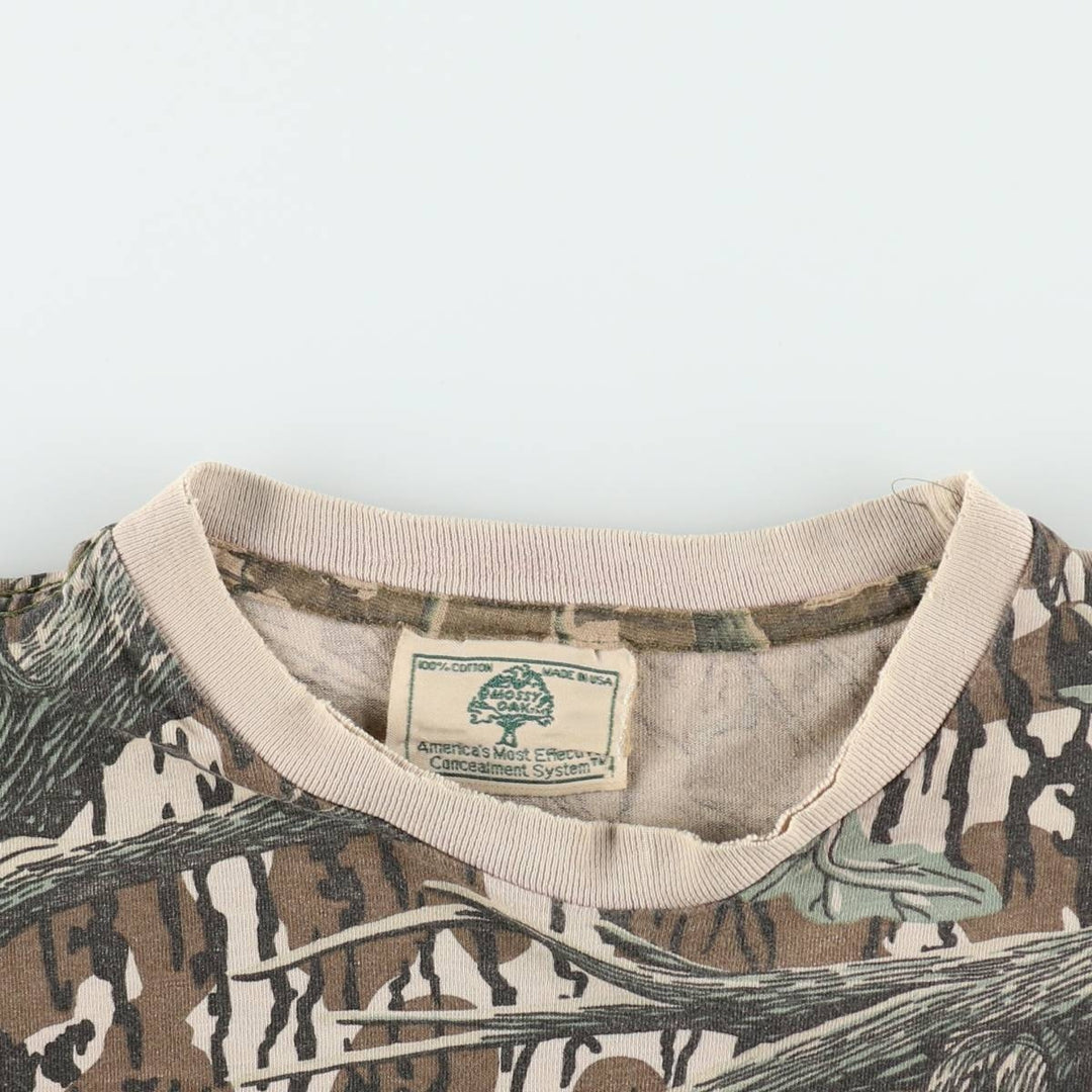 80s-90'S MOSSY OAK Real Tree Camo Pocket T-Shirt, Made in USA, Men's XL equivalent, Vintage cotton Khaki type Vintage Second Hand