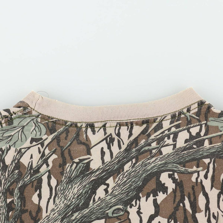 80s-90'S MOSSY OAK Real Tree Camo Pocket T-Shirt, Made in USA, Men's XL equivalent, Vintage cotton Khaki type Vintage Second Hand