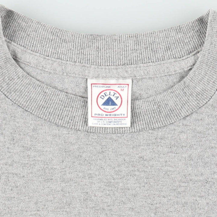 90s-00'S Delta print T-shirt, men's size M (approx.) cotton gray type Vintage Second Hand