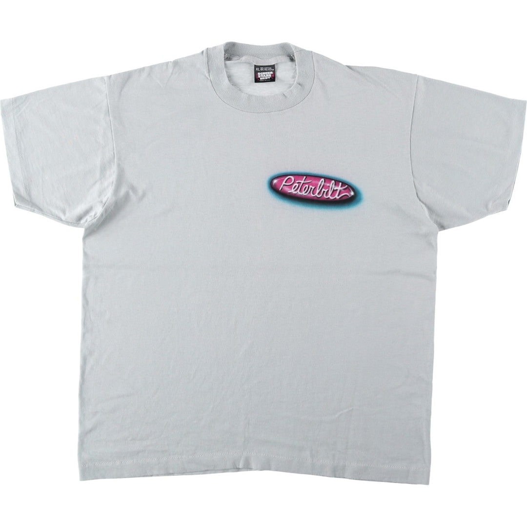 90'S Screen Stars printed T-shirt, made in USA, men's size XL (approx.) cotton gray type Vintage Second Hand