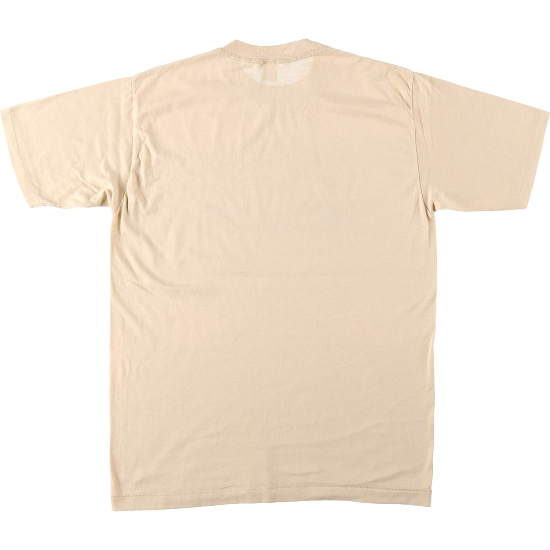 80'S sportswear print T-shirt, made in USA, men's size L. polyester Beige type Vintage Second Hand