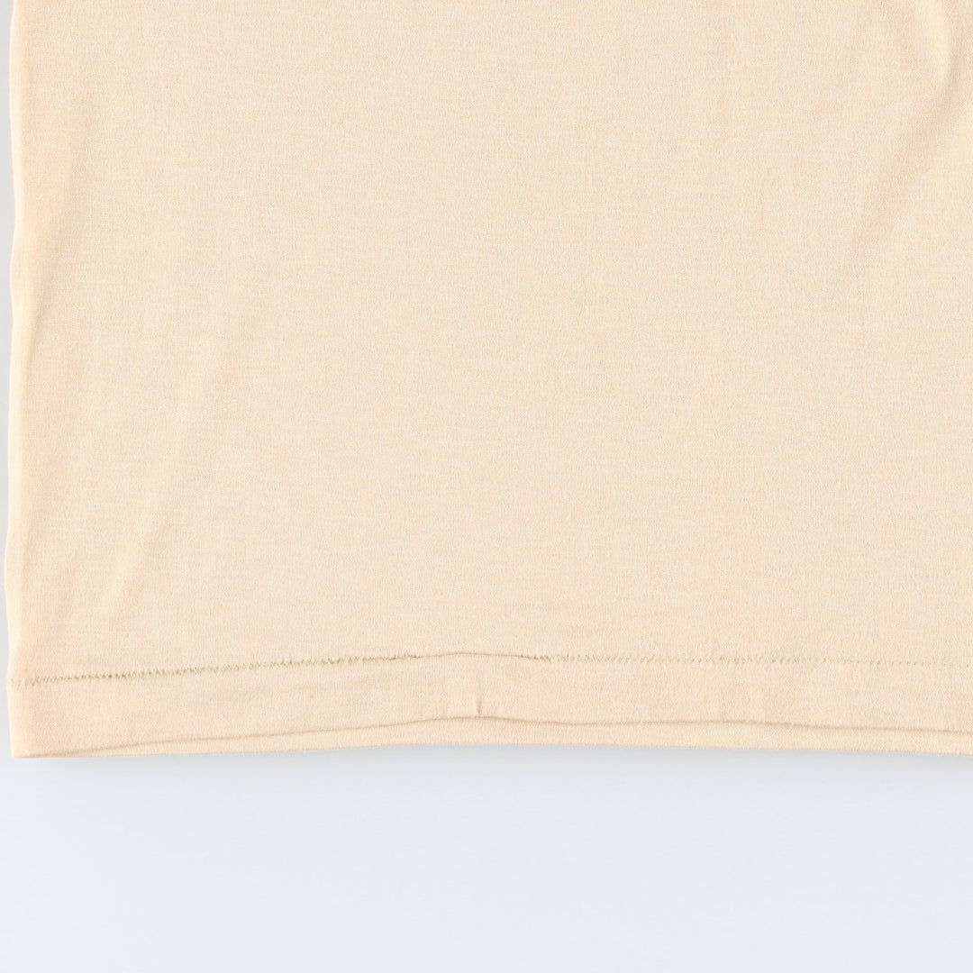 80'S sportswear print T-shirt, made in USA, men's size L. polyester Beige type Vintage Second Hand