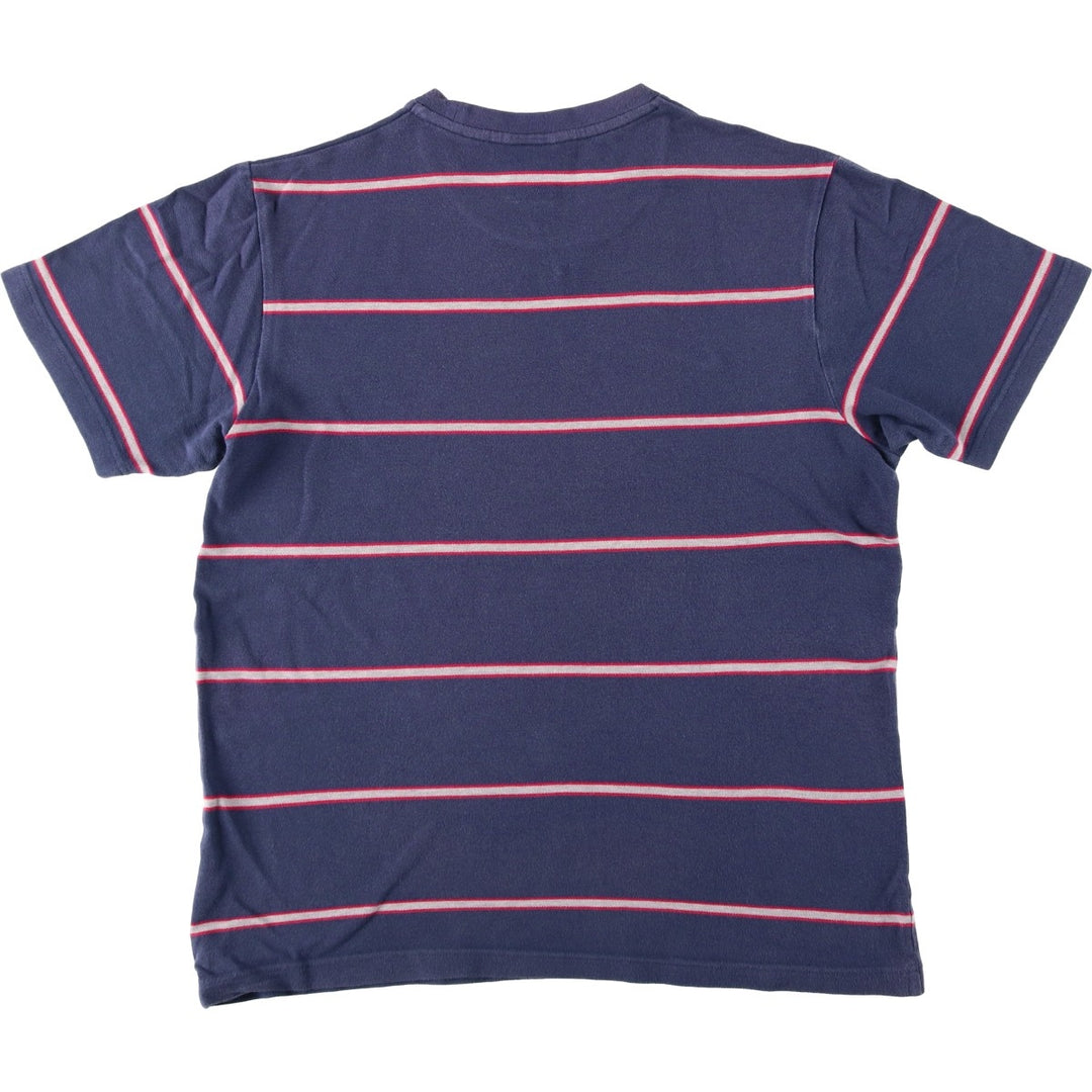 Nike Border Pattern Piqué One-Point Logo T-Shirt, Men's Size L (approx.) cotton navy blue type Vintage Second Hand