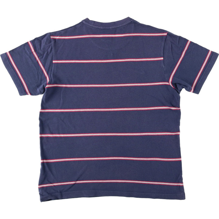 Nike Border Pattern Piqué One-Point Logo T-Shirt, Men's Size L (approx.) cotton navy blue type Vintage Second Hand