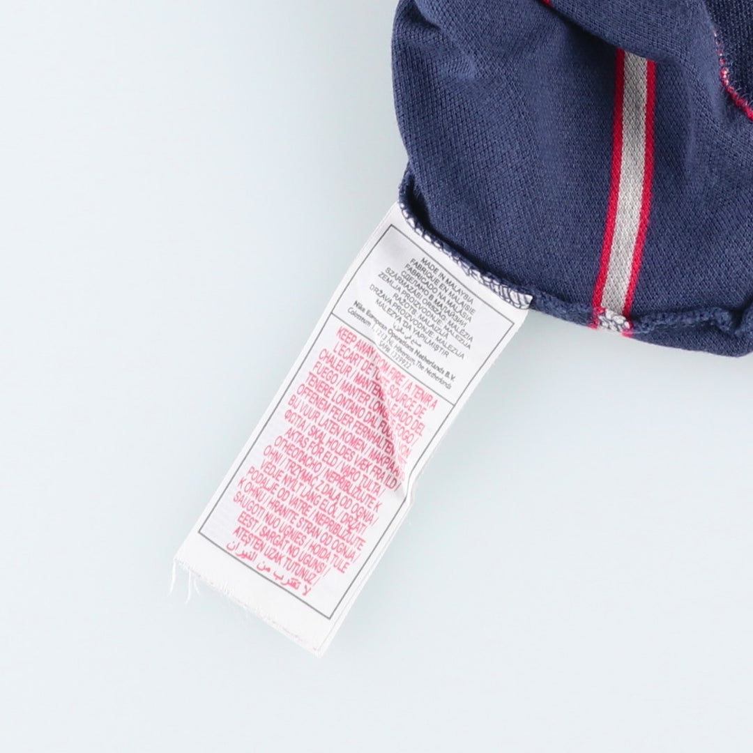 Nike Border Pattern Piqué One-Point Logo T-Shirt, Men's Size L (approx.) cotton navy blue type Vintage Second Hand