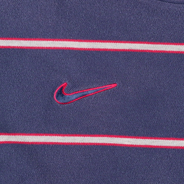 Nike Border Pattern Piqué One-Point Logo T-Shirt, Men's Size L (approx.) cotton navy blue type Vintage Second Hand