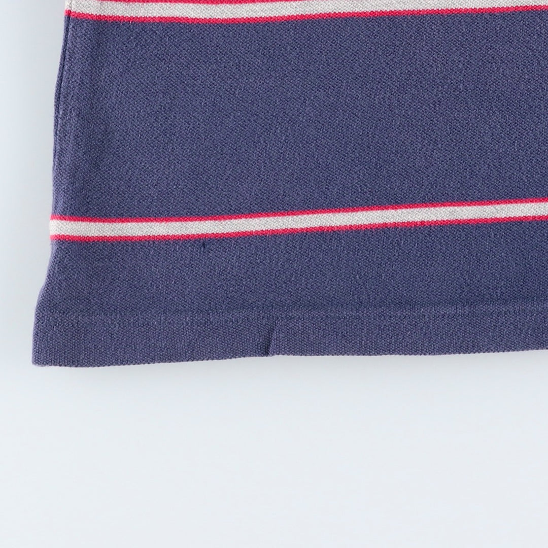 Nike Border Pattern Piqué One-Point Logo T-Shirt, Men's Size L (approx.) cotton navy blue type Vintage Second Hand