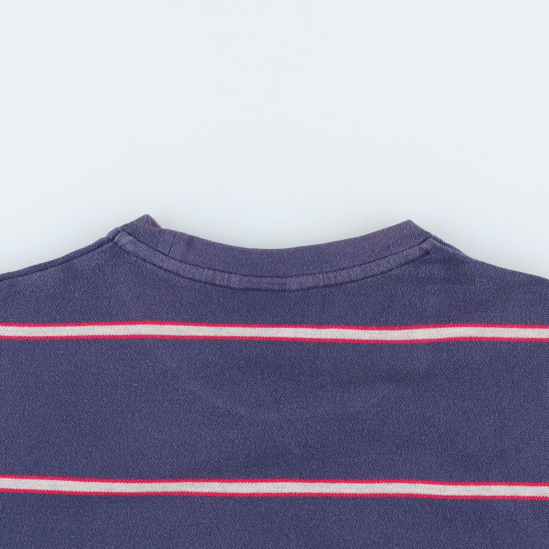 Nike Border Pattern Piqué One-Point Logo T-Shirt, Men's Size L (approx.) cotton navy blue type Vintage Second Hand