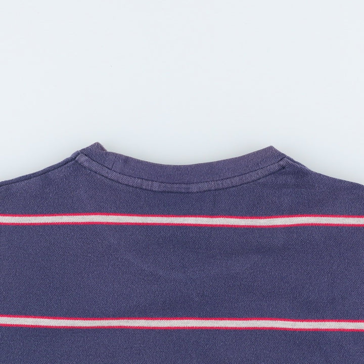 Nike Border Pattern Piqué One-Point Logo T-Shirt, Men's Size L (approx.) cotton navy blue type Vintage Second Hand