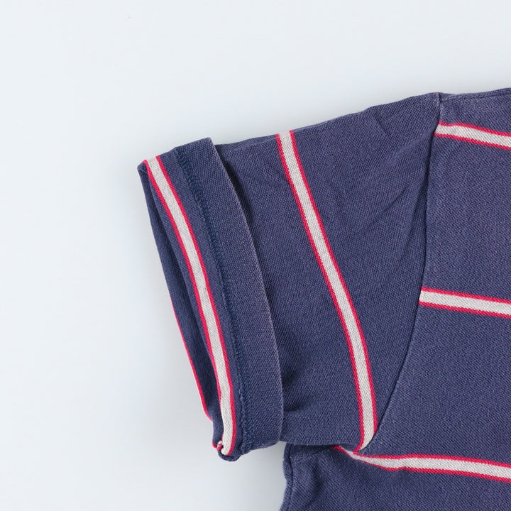 Nike Border Pattern Piqué One-Point Logo T-Shirt, Men's Size L (approx.) cotton navy blue type Vintage Second Hand