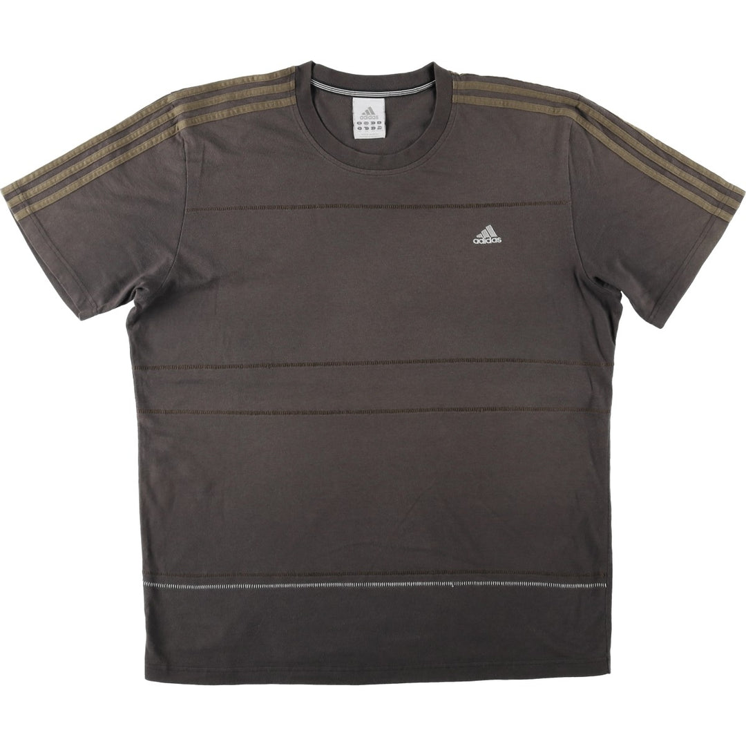 90s-00'S Adidas logo T-shirt, men's size XXL (approx.) unclear brown type Vintage Second Hand