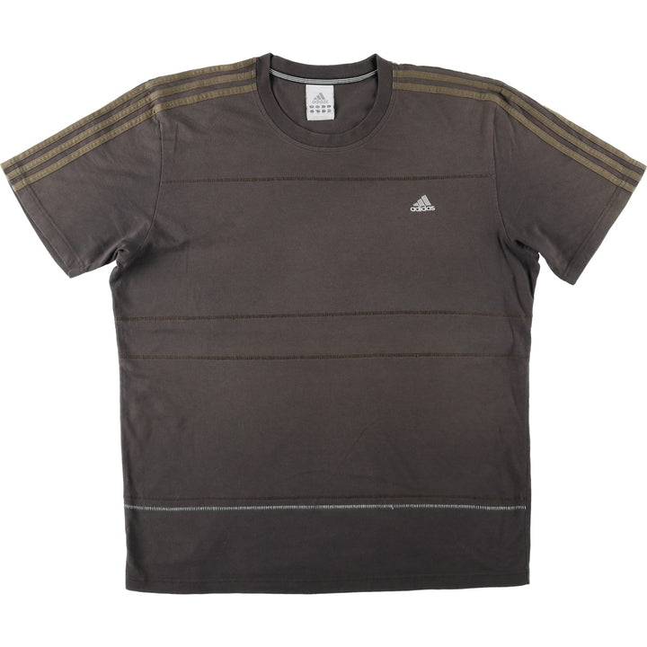 90s-00'S Adidas logo T-shirt, men's size XXL (approx.) unclear brown type Vintage Second Hand