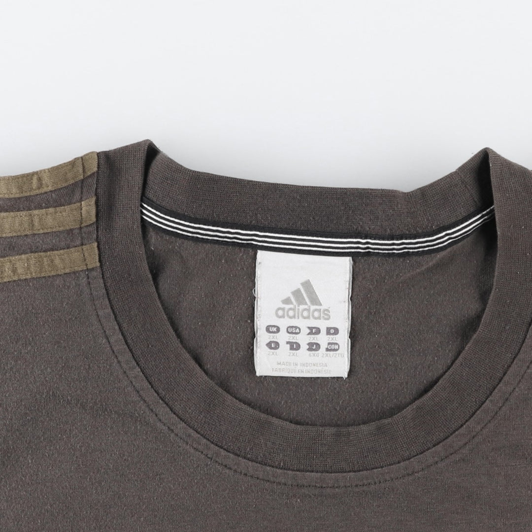 90s-00'S Adidas logo T-shirt, men's size XXL (approx.) unclear brown type Vintage Second Hand