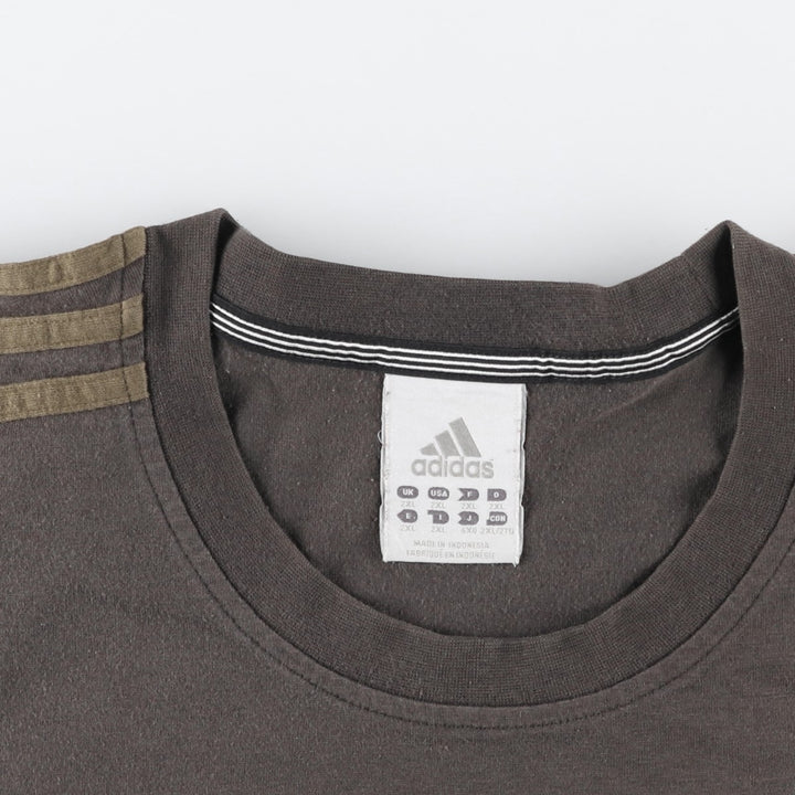 90s-00'S Adidas logo T-shirt, men's size XXL (approx.) unclear brown type Vintage Second Hand
