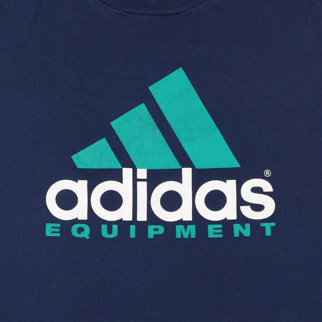 Adidas EQUIPMENT logo t-shirt, men's size XL (approx.) cotton navy blue type Vintage Second Hand