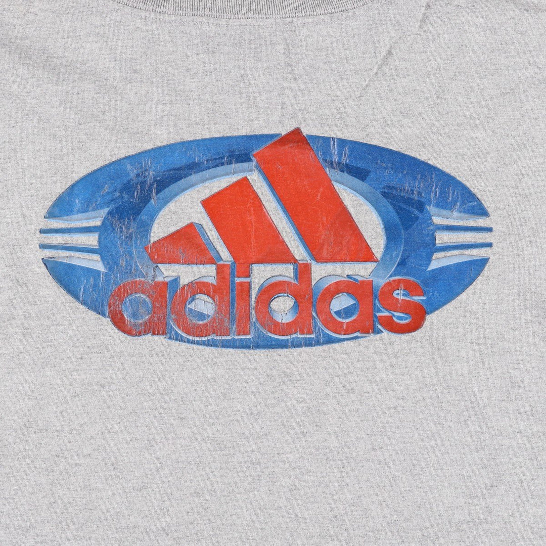 00'S Adidas logo print T-shirt, men's XL size cotton gray type Vintage Second Hand