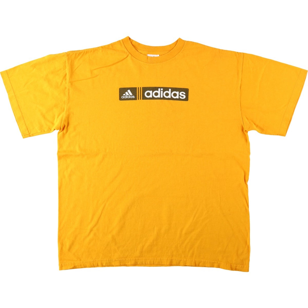 00'S Adidas logo print T-shirt, men's XL size cotton yellow type Vintage Second Hand