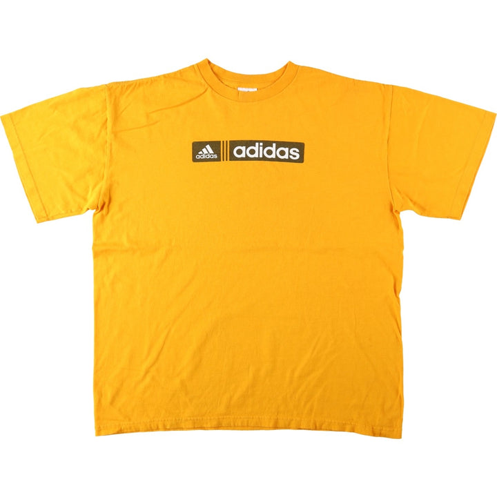 00'S Adidas logo print T-shirt, men's XL size cotton yellow type Vintage Second Hand