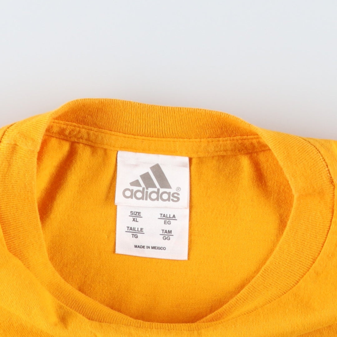 00'S Adidas logo print T-shirt, men's XL size cotton yellow type Vintage Second Hand