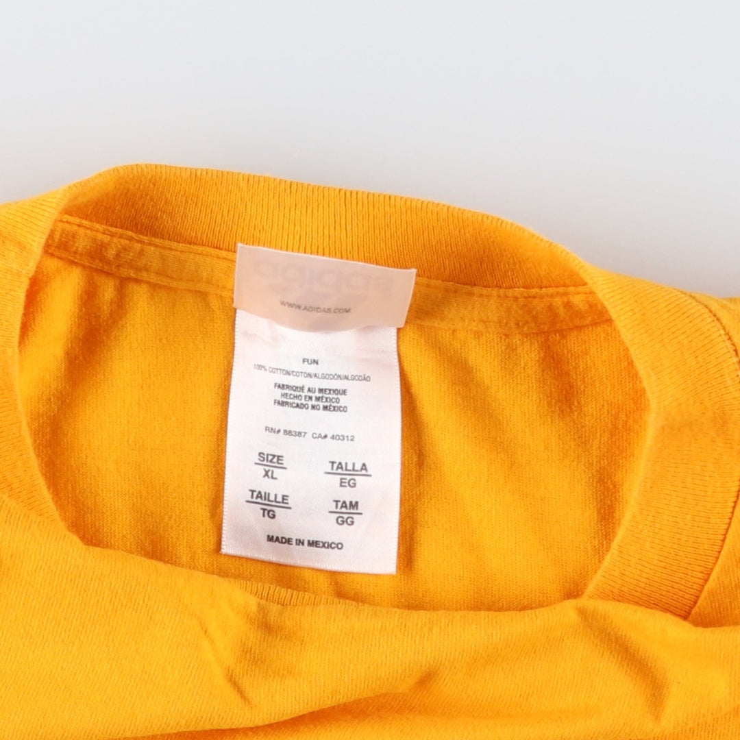 00'S Adidas logo print T-shirt, men's XL size cotton yellow type Vintage Second Hand