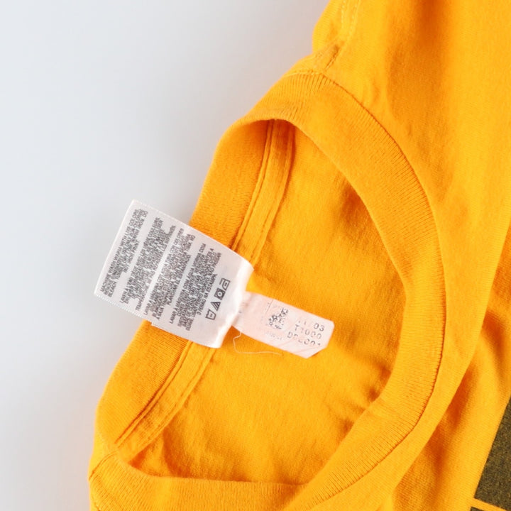 00'S Adidas logo print T-shirt, men's XL size cotton yellow type Vintage Second Hand