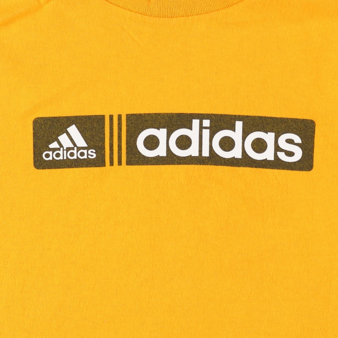 00'S Adidas logo print T-shirt, men's XL size cotton yellow type Vintage Second Hand