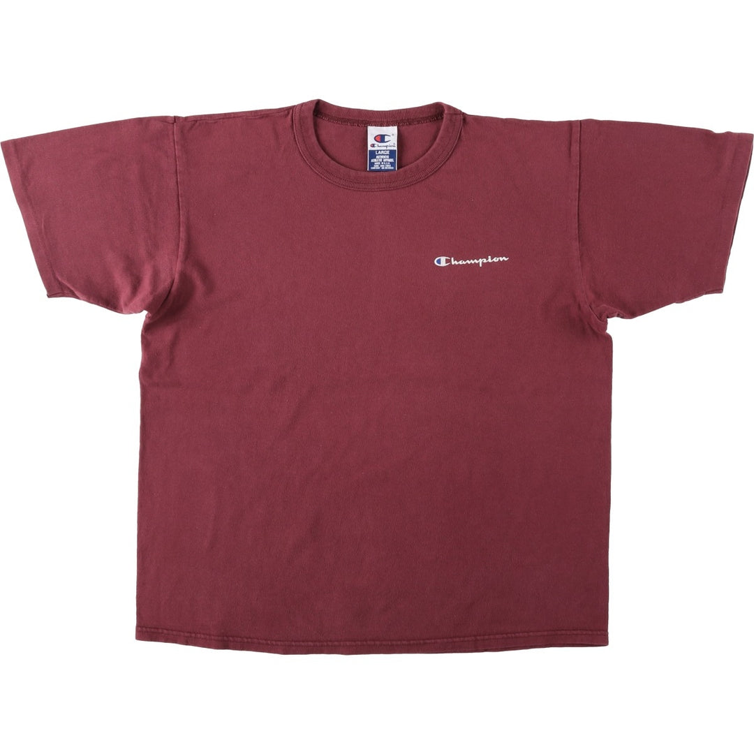 90'S Champion Authentic Athletic Apparel Logo Print T-Shirt Made in USA Men's Size L Vintage cotton wine-red Vintage Second Hand