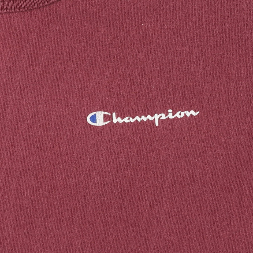 90'S Champion Authentic Athletic Apparel Logo Print T-Shirt Made in USA Men's Size L Vintage cotton wine-red Vintage Second Hand