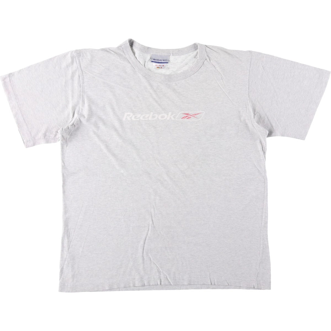 Reebok logo print T-shirt, made in the UK, men's size M equivalent. cotton gray type Vintage Second Hand