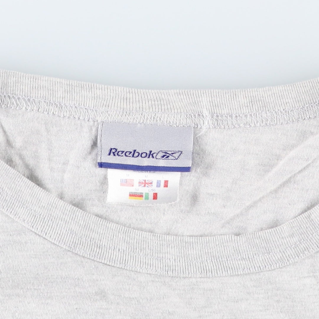 Reebok logo print T-shirt, made in the UK, men's size M equivalent. cotton gray type Vintage Second Hand