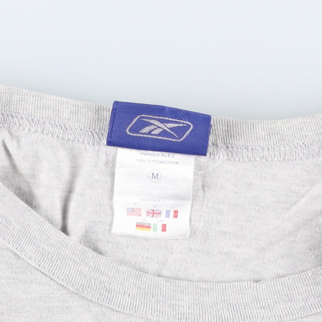 Reebok logo print T-shirt, made in the UK, men's size M equivalent. cotton gray type Vintage Second Hand