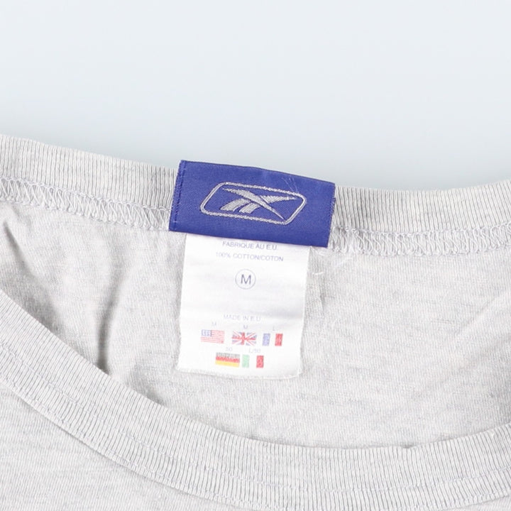 Reebok logo print T-shirt, made in the UK, men's size M equivalent. cotton gray type Vintage Second Hand