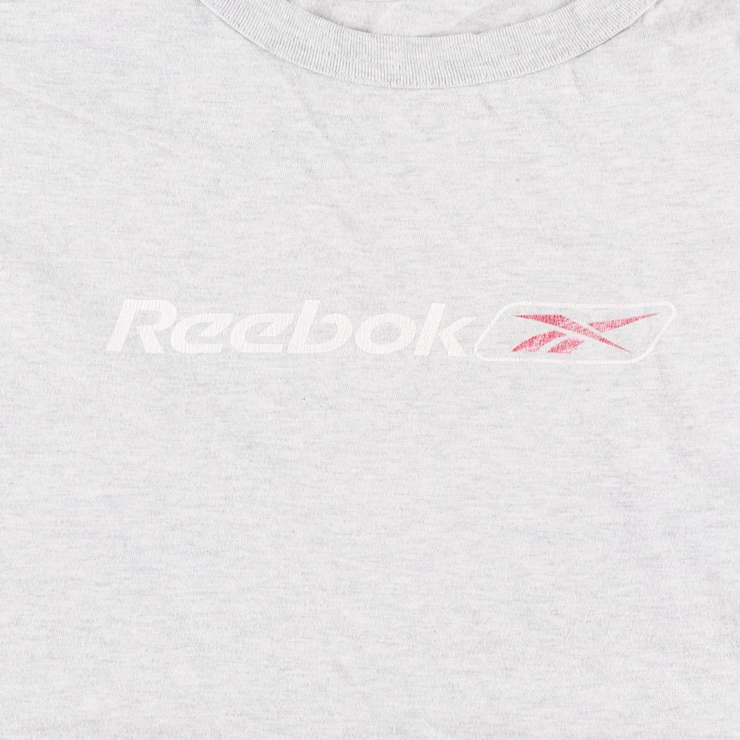 Reebok logo print T-shirt, made in the UK, men's size M equivalent. cotton gray type Vintage Second Hand