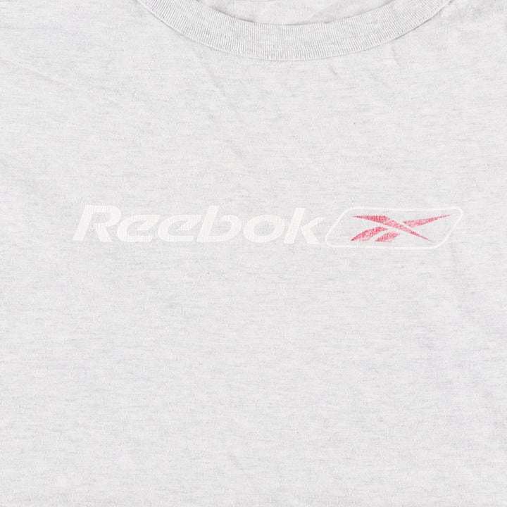 Reebok logo print T-shirt, made in the UK, men's size M equivalent. cotton gray type Vintage Second Hand