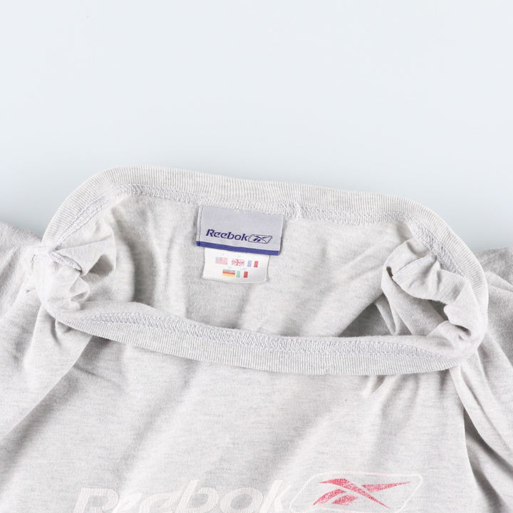 Reebok logo print T-shirt, made in the UK, men's size M equivalent. cotton gray type Vintage Second Hand