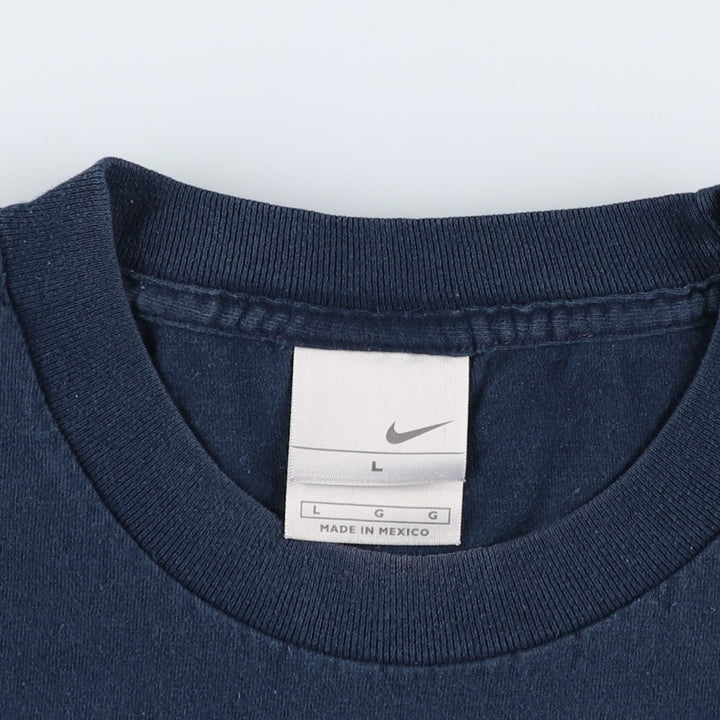 00'S Nike logo print T-shirt, men's size L cotton navy blue type Vintage Second Hand