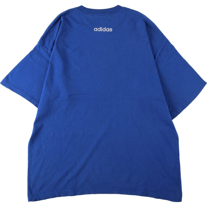 90s-00'S Adidas sports print T-shirt, made in USA, men's size XL equivalent. cotton blue type Vintage Second Hand