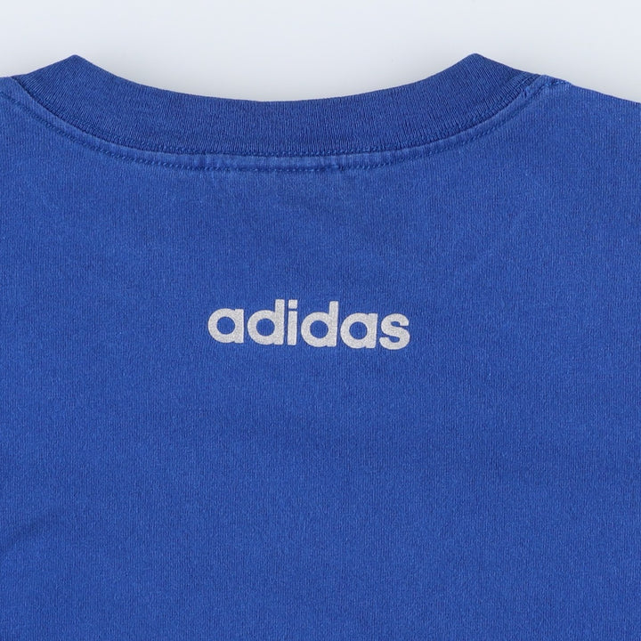 90s-00'S Adidas sports print T-shirt, made in USA, men's size XL equivalent. cotton blue type Vintage Second Hand