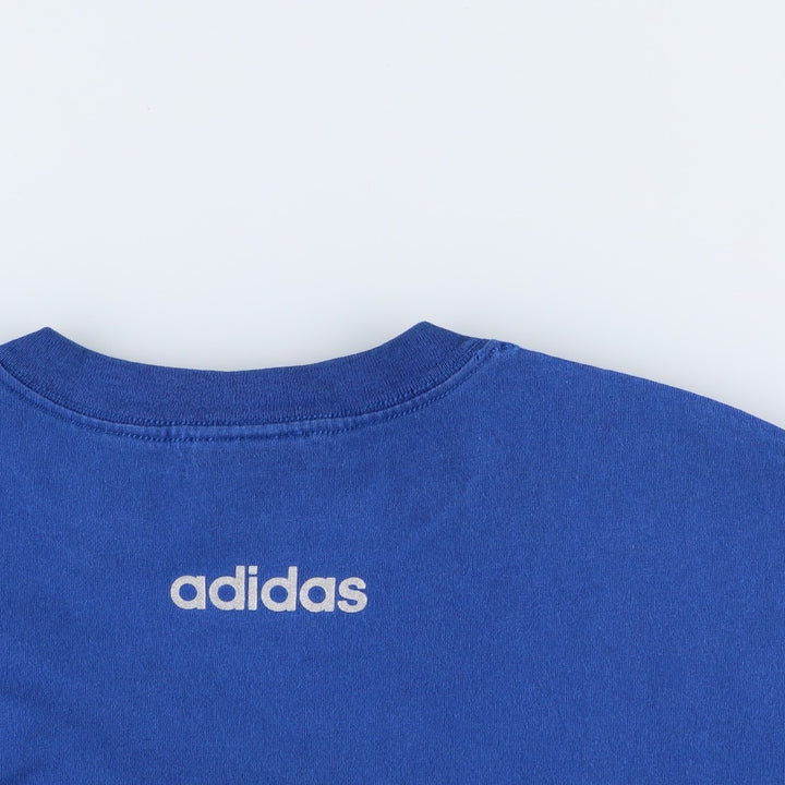 90s-00'S Adidas sports print T-shirt, made in USA, men's size XL equivalent. cotton blue type Vintage Second Hand