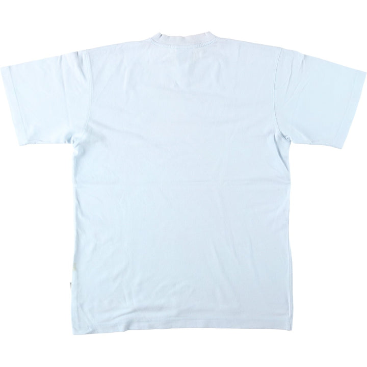 2000'S Adidas V-neck pique knit t-shirt with a single logo (Men's size S equivalent) cotton Blue type light blue Vintage Second Hand